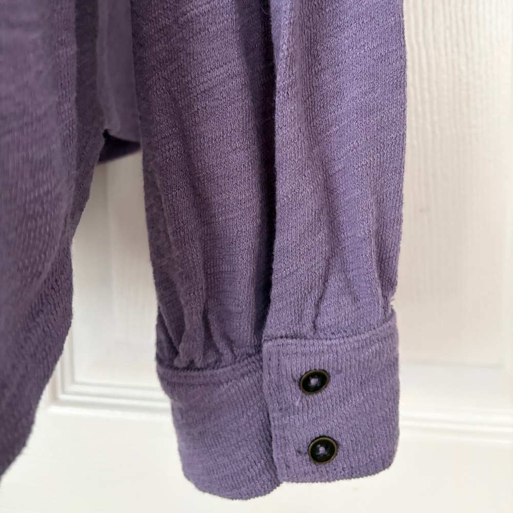 Pilcro Women’s Top Shirt Ruffled Henley Long Sleeve blouse cotton purple Medium - Picture 9 of 16